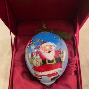 Hand-Painted Santa Ornament - Blue